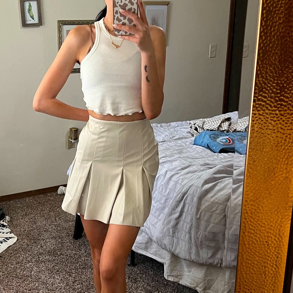 Faux leather tennis skirt